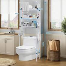 Estante Baño sobre Inodoro, Estante Baño De 3 Niveles, Barandilla Desmontable, Repisa de Acero Inoxidable, Estanterías de Almacenamiento adecuadas para Balcones y lavaderos - 1 - Ver 2