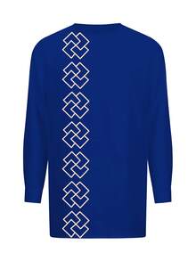 Men's Casual Long-Sleeved Two-Piece Suit, Mid-Length Top And Trousers - Màu xanh lam - Xem 4