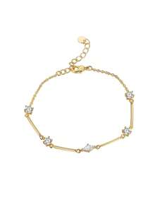 Charm-In 1 件 18K 镀金铜手链，镶嵌锆石，适合女士，镀层厚度 0.03-0.05μm - 金色 - 查看 6