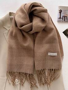 1pc Korean Style Plaid Scarf, Thick Faux Cashmere Warm Neck Warmer, Versatile Couple Scarf, Autumn/Winter