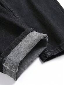 Men's Casual Lightweight Tight Jeans - 黑色 - 查看 5
