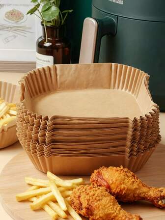 200/100pcs Air Fryer Liners, Square Pads, Waterproof Non-Stick Paper, Baking Paper Liners, Microwave Paper Liners, Baking Tools For Frying, Baking, Cooking, Fries, Fried Chicken And Microwave, Essential For Birthday Party, Wedding Party, Christmas, Halloween, Back To School