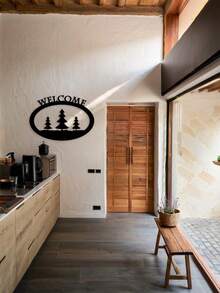 1 件简约金属欢迎标志，自然风格线条设计，多功能实用，欢迎主题 - 适合圣诞节、感恩节、万圣节、乔迁、盛大开业、生日庆祝、庭院、入口、露台、花园、秋季、冬季 - 彩色 - 查看 5