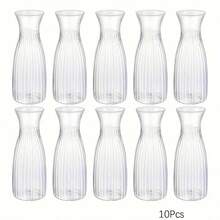 2/5/8/1/10 pièces Petits vases en plastique transparent, vases décoratifs mini modernes et mignons, convenant pour mariage, mariée, cadeau, anniversaire, décoration de table de restaurant, Noël, Halloween, Saint-Valentin