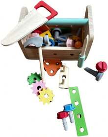 Juguetes educativos de madera para niños de 3 años en adelante, caja de herramientas con piezas de construcción, banco de trabajo para niños, juego de roles, regalo - 1 - Ver 6