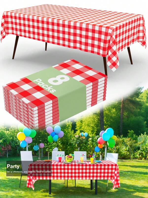 8pcs - Disposable Party Tablecloth, Waterproof PE Plastic Sheet Birthday Dessert Table Solid Color Tablecloth, Suitable For Outdoor Weddings, Bachelorette Parties, Christmas Parties, Birthday Banquets, Camping, Thanksgiving, Mother's Day