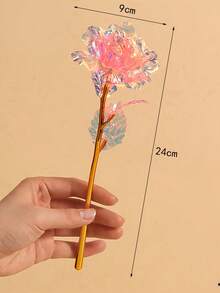 5/10/20支装闪亮水晶玫瑰花束 - 优雅彩虹人造花，金色花茎，含玻璃花瓶，适用于情人节、婚礼、周年纪念日、圣诞派对装饰、浪漫装饰，闪亮花朵，塑料玫瑰 - 彩色 - 查看 20