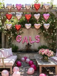Bộ 28 phụ kiện trang trí tiệc ngày lễ tình nhân Galentine, bóng bay chữ "GALS" màu đỏ tía 16", bóng bay hình trái tim màu đỏ, hồng và vàng hồng 18", bóng bay cao su màu đỏ tía và pastel 10", thích hợp cho tiệc Galentine, tiệc Gals, tiệc độc thân dành cho quý cô - Nhiều màu - Xem 7