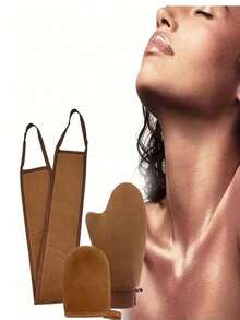 Luxurious Skin-Toned Self-Tanning Gloves, Reusable Double-Sided Moisturizing Gloves With Soft Velvet Lining And Thumb Indicator, Washable For Body Spa Care, Ideal For Applying Self-Tanning Lotions, Sunscreen, Daily Skincare, Beach Vacation And Holidays