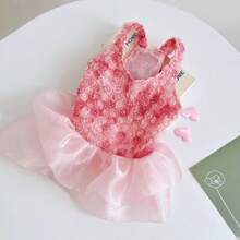 Gradient Small Rose Cake Skirt For Cats & Dogs, Skin-Friendly, Suitable For Cats/Dogs Parties All Seasons, Cute Deer Design