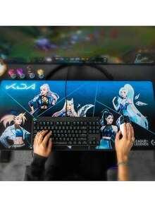 Logitech G840 XL KDA訂製版 電腦桌墊 滑鼠墊超大 電競遊戲滑鼠墊 KDA限定款 黑藍色 - 黑藍色 - 查看 3