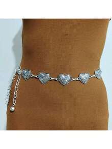 1 chiếc dây chuyền thắt lưng kim loại hình trái tim chạm khắc cổ điển thanh lịch dành cho mùa hè, mùa thu, mùa đông, Halloween - 11 dây chuyền thắt lưng tình yêu - Xem 11