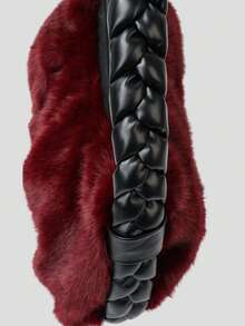 BAILEE Fashionable Elegant Versatile Soft Smooth Solid Color Artificial Ferret Plush Cloud Bag Fried Dough Twists Double Handle Magnetic Suction Women's Handbag White-Collar Workers Perfect For College&Work&Business&Commute&Outdoors&Travel&Outings&Office&Perfect For Work&Shopping&Gifts To Friends - Burgundy - View 8