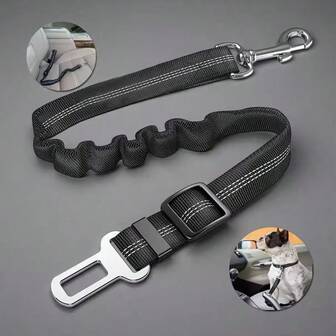 1pc High Grade Dog Car Safety Belt Dog Safety Belt With Damping Belt And Reflective Line Adjustable Length Suitable Any Dog
