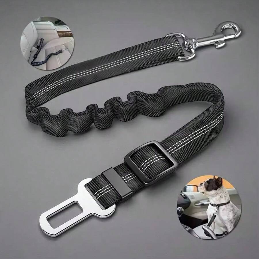 1pc High Grade Dog Car Safety Belt Dog Safety Belt With Damping Belt And Reflective Line Adjustable Length Suitable Any Dog - Multicolor - View 1