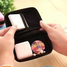 1 pièce Pochette de rangement style fermeture éclair de Noël, pour câbles, pièces de monnaie, clés, rouge à lèvres, sac de rangement multifonction, cadeau pour les amis