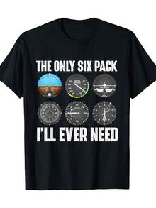 Rolig pilot-T-shirt för herr - "Det enda sexpacket jag någonsin behöver" rund hals - 220 g bomull med flygplanskniv - Gåva till piloter, flygvärdinnor och flygplanshatare - Svart, Flyggåvor, Fritidspilotkläder, Rund hals, Slitstark bomull, Andningsbart material, Flygplansbesättningsoutfit - Svart - Visa 1