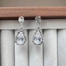 Elegant Sparkling Zinc Alloy Zirconia Bridal Fashion Earrings