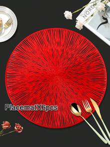 Placemats Set Of 1/2/4/6/8 PVC Place Mats For Kitchen Table Indoor/Outdoor Washable Heat-Resistant Placemat Wipeable Dining Table Mats And Cup Coaster For Camping, Festival, Wedding, Party