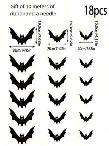 Halloween Decor18pcs/ Halloween Hanging Bats Decorations Outdoor For Outside Tree Yard Porch Party Decor ,Halloween Autumn Bat Charm Red Yellow And Green Multiple Styles Suitable For Outdoor Indoor Horror Atmosphere Decoration Halloween Autumn Festival Party Decoration Supplies Home Decor Halloween Decor Room Decor