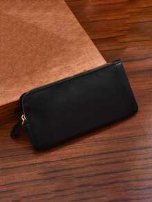 复古长款拉链钱包，男士长款手拿包，多卡位，商务风格卡包，简约设计，男士钱包，零钱包，长款钱包 - 彩色 - 查看 14