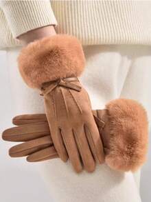 Women's Casual Knitted Gloves, Windproof, Warm, Touchscreen Compatible, Suitable For Motorcycle/Cycling In Autumn And Winter,Travel,Festival,Party,Camping - Multicolor - View 3