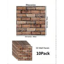 10 pezzi di adesivi murali 3D impermeabili in PVC con motivo a mattoni, di due diversi materiali (normale e spesso), adesivi murali rimovibili per decorazione artistica fai-da-te, decorazione murale interna per soggiorno, camera da letto, sala da pranzo, bagno, ecc.