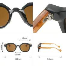 1 件装复古多边形时尚街头风格小框个性化百搭时尚眼镜 - 彩色 - 查看 7