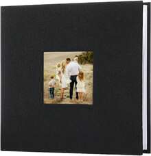 TUQI Album de Fotos,Álbum con Cubierta de Lino, Capacidad para 200 Fotos de 10.5x15.5cm,Álbumes de Páginas,Regalo de Aniversario para parejas, bodas, familia (Negro) - Negro - Ver 7