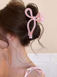 1pc Women's Acrylic Pearl Bow Hair Claw Clip, Large Size, Elegant Ponytail Holder, Suitable For Daily Use, Beach, Travel, Party, Fashion Accessory Hair Clip Fashion Hair Clutch Winter Hair Accessories