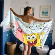 1pc Cartoon Square Home Essential Microfiber Bath Towel, Soft Unisex Camping Pool Towel, Bathroom Towel For Swimming, Fitness - Multicolor - View 4