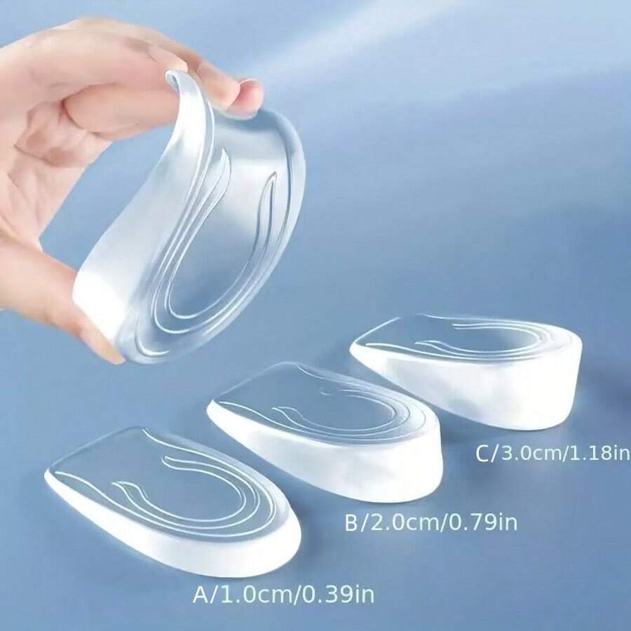 Silicone Invisible Height Increase Insoles, Transparent Half Pad, Women's Heel Cushion Pad, Suitable For Boots And Sports Shoes - Clear - View 1