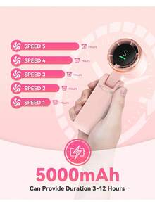 Portable Handheld Turbo Fan - 5 Gear High Speed 4000mAh Rechargeable Mini Personal Hand Fan Blow Cold Air, Battery Operated Travel Essentials, Beach Vacation, Gifts For Women, Men(Pink) - 粉色 - 查看 3