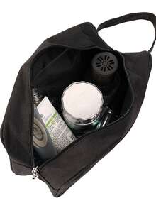 1pc Customized Canvas Clutch Bag, Personalized Men's Handbag, Large Capacity Double-Layer Canvas Clutch, Customized Name Or Initial Travel Cosmetic Bag, Embossed Initial Men's Business Travel Toiletry Bag, Foldable, Large Capacity, Lightweight, Fashionable, Personalized Men's Cosmetic Bag, Suitable For Travel And Business