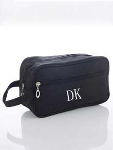 1pc Customized Men's Handbag, Travel Storage Bag, Double-Layer Handbag, Large Capacity Handbag, Embossed Name Handbag, Canvas Material, Fashion Versatile, Unisex Handbag, Suitable For Travel, Business