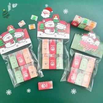 Borrador de sándwich de Navidad de dibujos animados creativo, borrador limpio adecuado para artículos de papelería de estudiantes, premio de la serie navideña