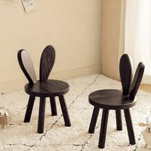 1pc Solid Hardwood Rabbit-Ear Stool - Cute Animal-Themed Entryway Bench, Portable Shoe Changing Stool For Living Room, Natural Wood Finish, Compact 27" Height, No Assembly Required