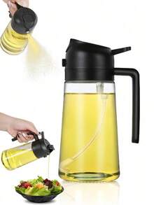 1pc 470ml Kitchen Reusable Oil Sprayer Bottle, High Pressure Oil Mister Dispenser, Glass Oil Sprayer Bottle For Cooking, Baking, Salad, Grilling, Kitchen Tool (Random Style & Color)