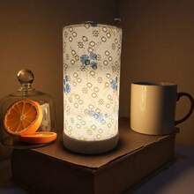 1 Peça Cúpula de Tecido com Padrão de Margarida Azul Alimentada por USB com Base de Madeira, 3 Cores de Luz Ajustáveis, Controle por Botão, Adequada para Quarto, Sala de Estar, Dormitório, Banheiro para Criar Atmosfera Aconchegante, Ótimo para Feriados, Volta às Aulas, Presentes de Aniversário