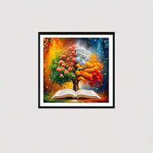 5D 钻石画套装适合成人，生命树和神奇季节和神圣书籍全钻艺术，DIY 闪亮宝石点精神墙饰，送给精神艺术爱好者的礼物 - 无框钻石画套装，非常适合客厅和卧室装饰 - 彩色 - 查看 3