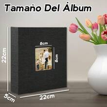 TUQI Album de Fotos,Álbum con Cubierta de Lino, Capacidad para 200 Fotos de 10.5x15.5cm,Álbumes de Páginas,Regalo de Aniversario para parejas, bodas, familia (Negro) - Negro - Ver 4
