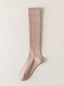 3 Pairs Autumn/Winter Thick Warm Vertical Striped Calf Socks, School Style Long Socks For Women (Random Assortment)