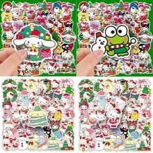 Cartoon 50-100PCS Sanrio Christmas Hello Kitty Kuromi Stickers Notebook Water Cup Mobile Phone Shell Refrigerator Luggage Stickers Gift Sticker