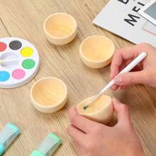 5-Piece Unfinished Wooden Bowls 57X30Mm- DIY Craft Mini Round Bowls For Painting, Home Decoration, Kitchen Condiments, Salads, Nuts, Dips, Spices, Candies-Portable Tableware Set Wooden Mini Round Bowls Handicrafts, Small Unpainted Wooden Bowls, Home Decor, Creative Painting, Home Mini Decoration