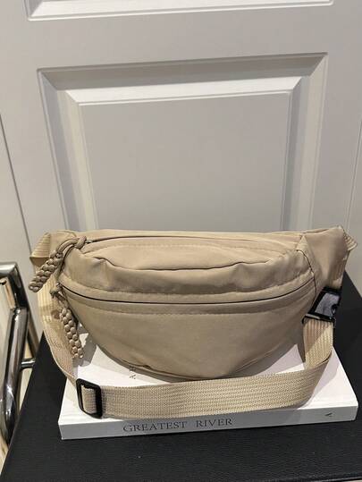 尼龙大容量胸包/腰包，男女通用，适合日常、运动、跑步、旅行、休闲使用