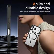 Juego de 3 piezas [1 funda para teléfono + 2 vidrios templados de alta definición] Nueva funda de lujo magnética anti-caída, compatible con iPhone 17 Air, 17 Pro Max, 17 Pro, 17, funda protectora transparente, funda magnética para teléfono, funda brillante para teléfono, funda magnética para teléfono con imanes - Blanco - Ver 4