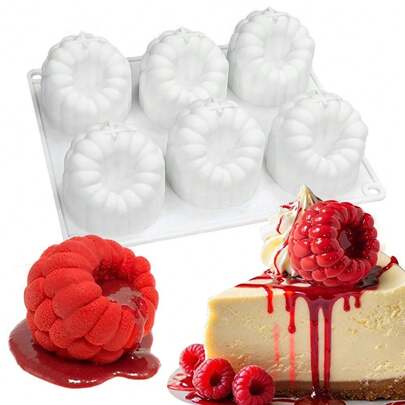 6/24 Cavity Raspberry Mousse Cake Mold, Silicone Mold For Baking, 3D Raspberry Pudding Cake, Silicone Mold, Dessert Chocolate Mold, Blackberry Cake Decorating Tool, Non-Stick Baking Mold