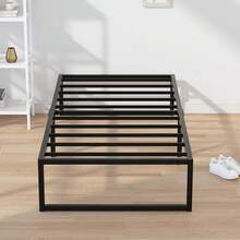 EMODA - Marco de cama doble estrecho de 14 pulgadas, 30 x 75, plataforma de metal resistente, no necesita somier, fácil montaje, sin ruido, negro - 7 pulgadas - Ver 1