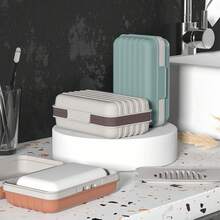 Jabón de Viaje, Bandeja de Jabón de Baño Portátil con Bandeja Adecuada para Baño, Gimnasio - Gris+Azul - Ver 6