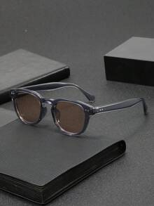 1 Pair Men's Retro Round Studded Fashion Glasses, Fashionable For Outdoor, Cycling, Beach, Party